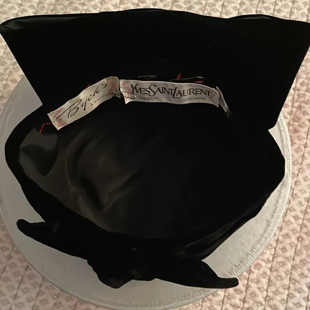**Host Pick** VTG Yves Saint Laurent Velvet Beret Hat with Bow Circa 1960